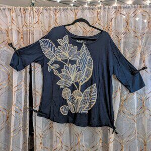 Lucky Brand Women’s Navy 3/4 Sleeve Lightweight T-Shirt